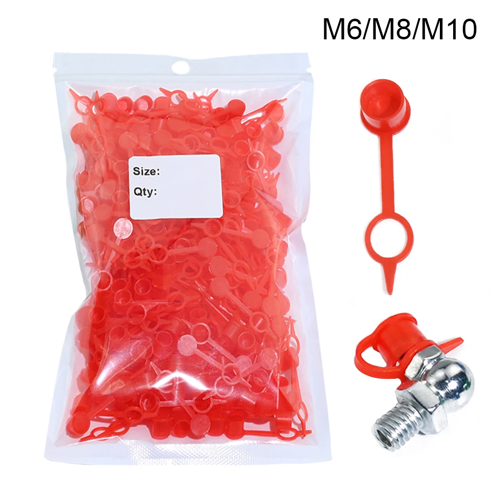 

100pcs 200pcs 300pcs M6 M8 M10 RED Polyethylene Plastic Dust Cap Dust Cover Protection Cover Cap for Grease Gun Zerk Fitting