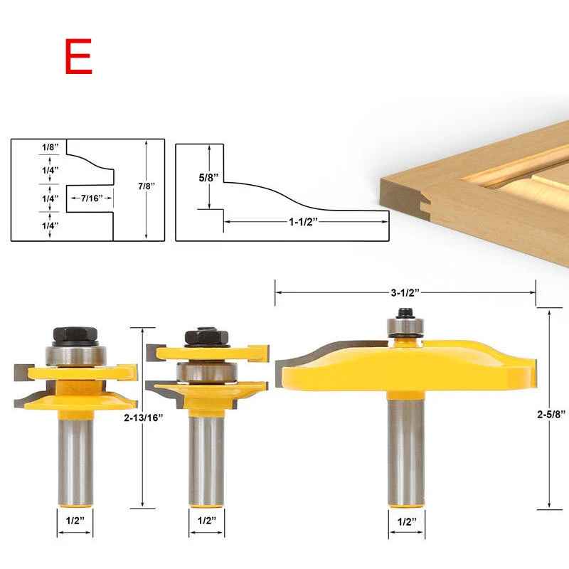 

3 Pcs Tenon Cutter Set Alloy Carbide Router Bits Woodworking Tool JA55