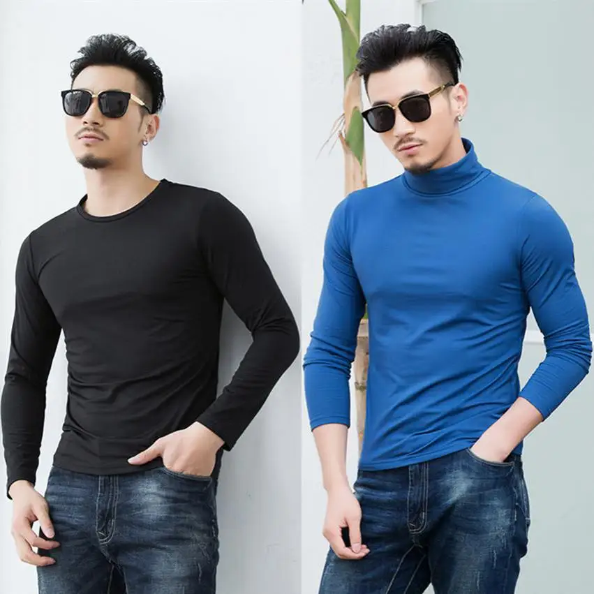 

2018 Zuolunouba Harajuku Men's Warm T-shirt Long-sleeved Solid Color Thin Section Milk Silk Male Leisure Tops