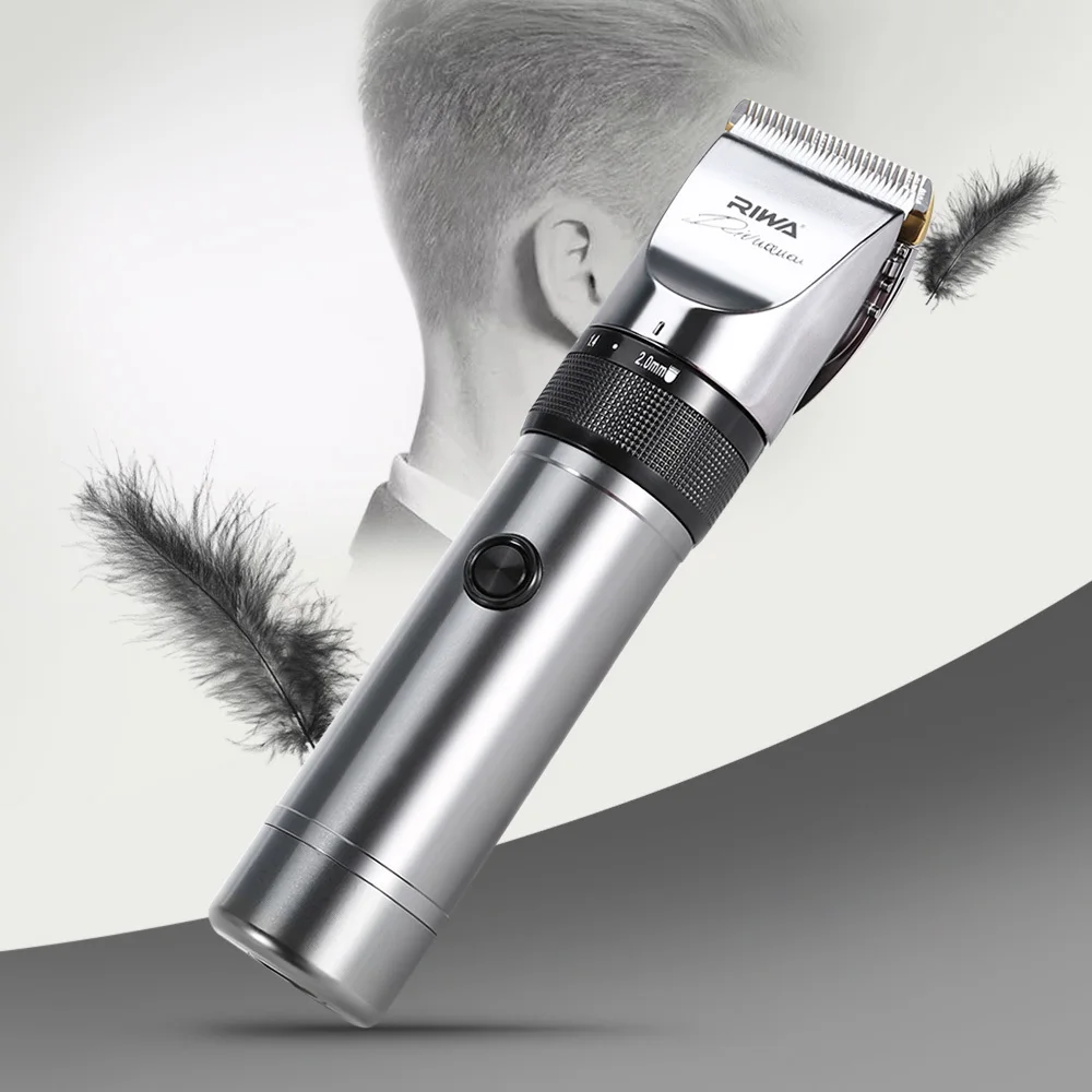 

Riwa Rechargeable hair clipper Professional 4 guide combs aluminum 100-240V haircut machine hair trimmer Hair Shaver For Men