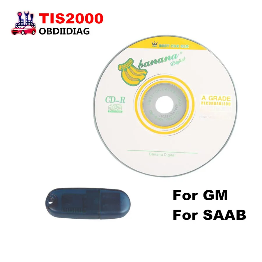 TIS2000 CD и USB ключ для G M TECH2 GM/SAAB Модель автомобиля|key for gm|gm tech2 tis2000for saab |