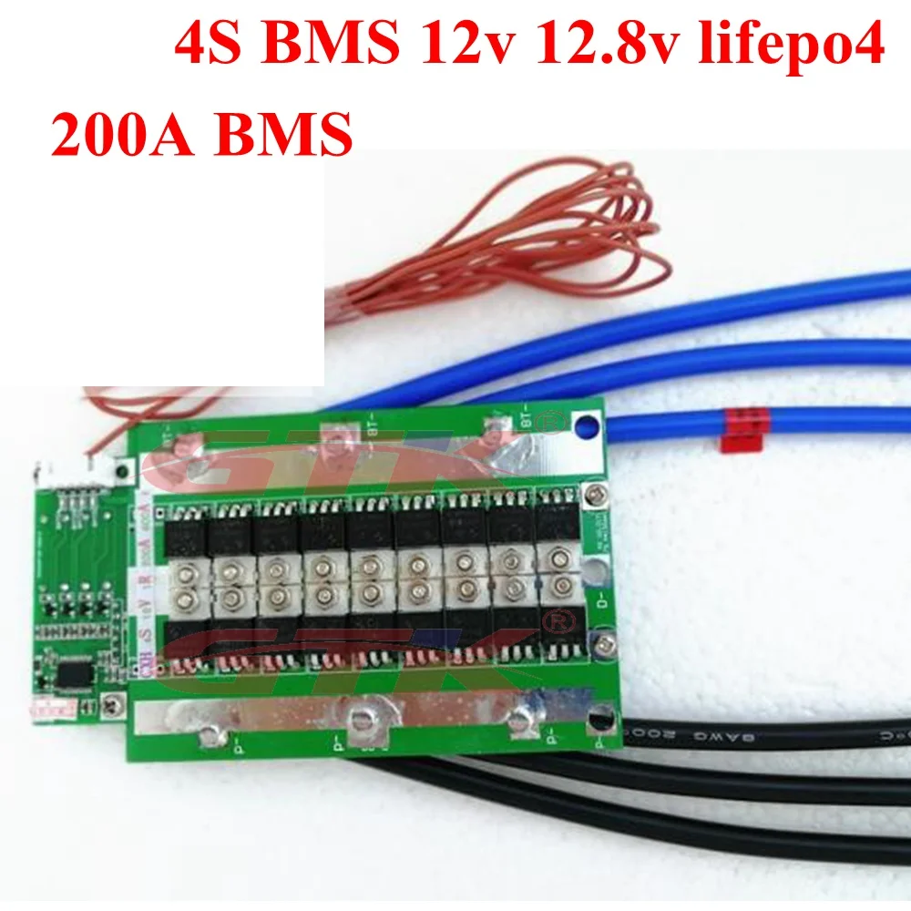 

4S 200A 12v 12.8V 14.4V LiFePO4 BMS 14.6v protection board with Balance RV motorhome car EV vehicle high power inverter