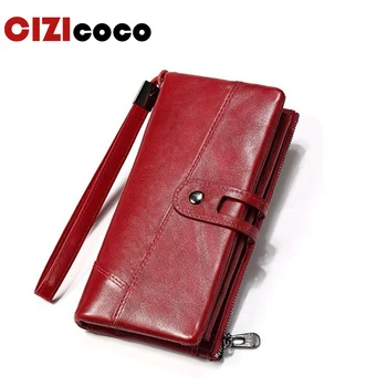 

New Brand Genuine Leather Women Wallets Fashion Long Women Purses Multi Function Money Pocket Cell Phone Pocket