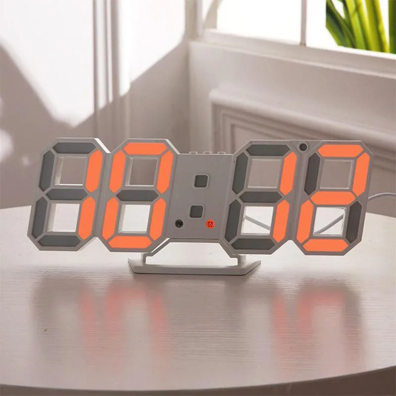 3D светодиодный цифровые настенные часы с дисплеем будильники кухонные офисные настольные настенные часы современный дизайн 24 или 12 часовой дисплей - Цвет: F