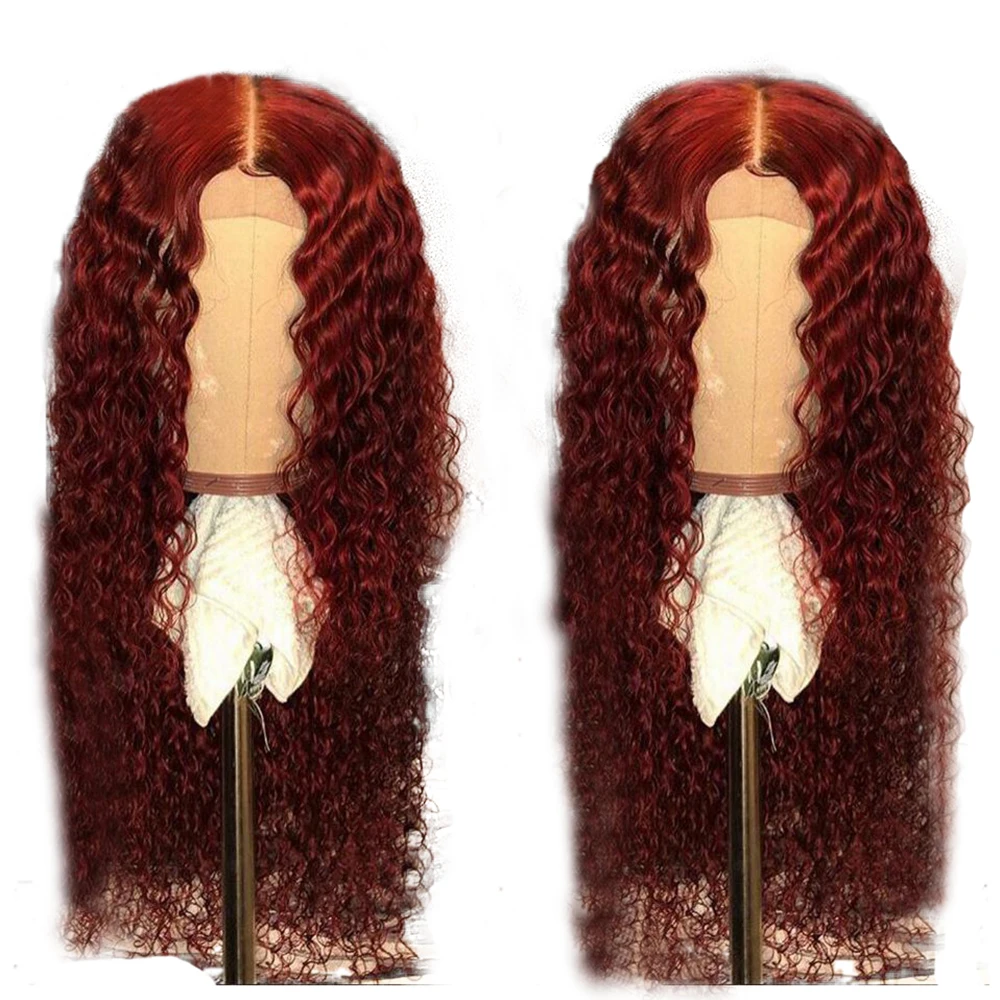 

Eversilky 13x4 Lace Front Human Hair Wigs Curly Wigs With Baby Hair Pre Plucked Brazilian Remy Hair Red Color For Black Women