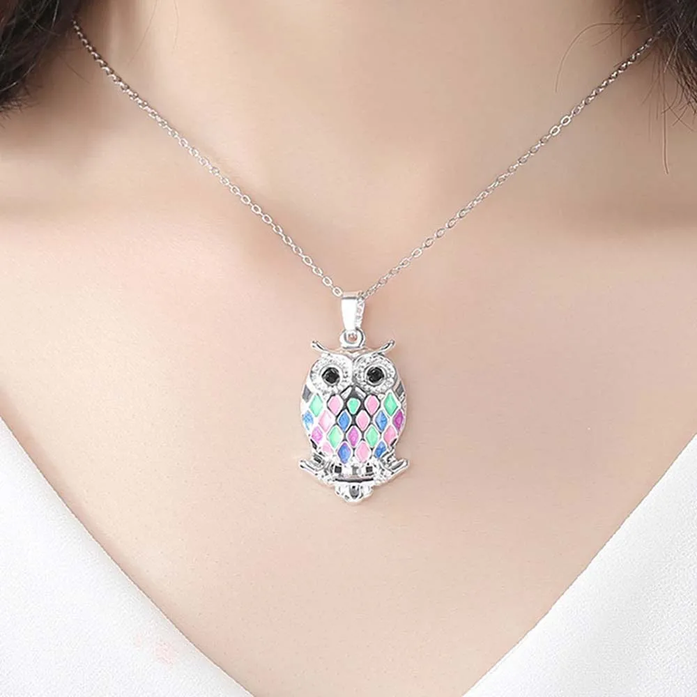 

Fashion Scale Colorful Owl Pendant Necklaces For Girl Personalized Initial Necklace Jewelry Gifts for women C327