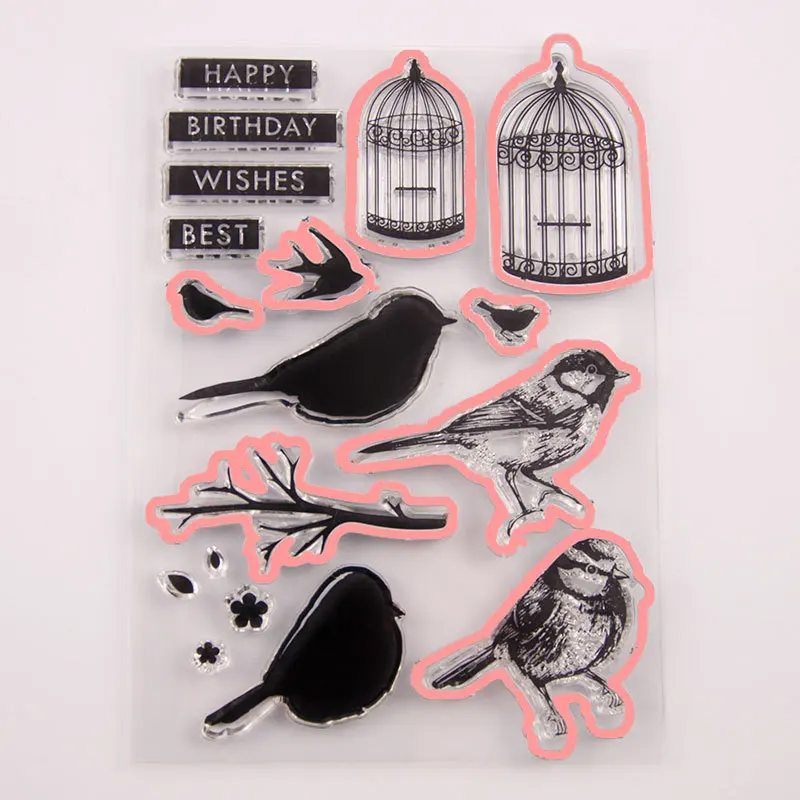

Bird Cage Transparent Clear Silicone Stamp and Cutting Dies DIY Scrapbooking Photo Album Decorative Card Making