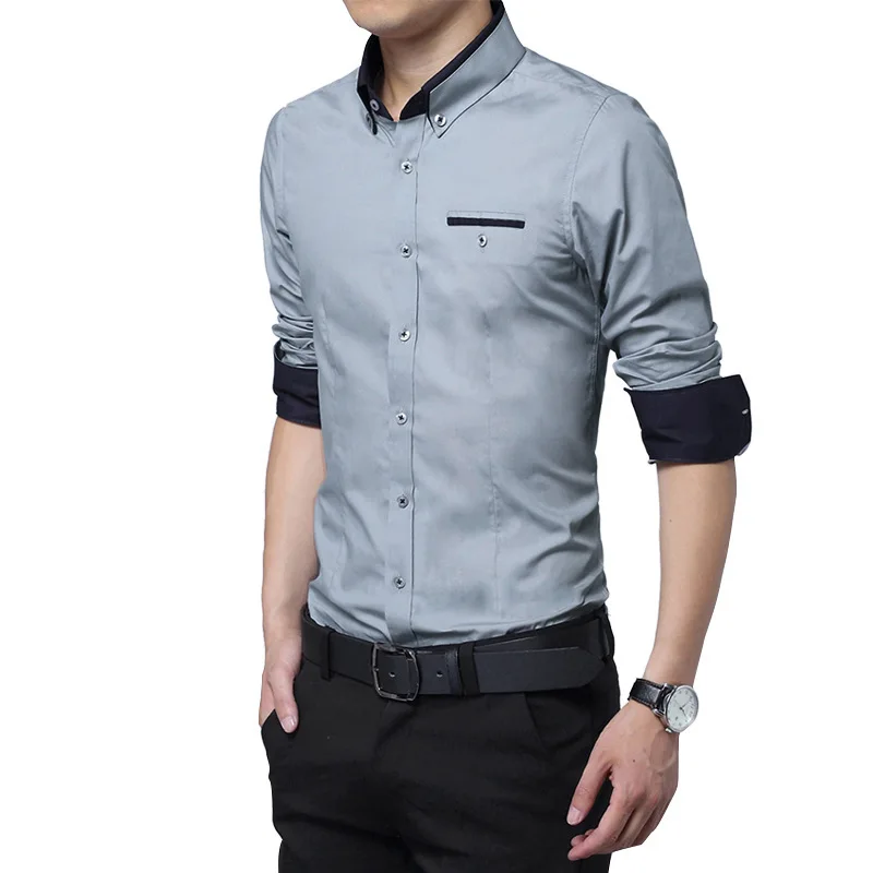 2015 New Style Men Shirt 100% Cotton Business Brand Long Sleeve Plus ...