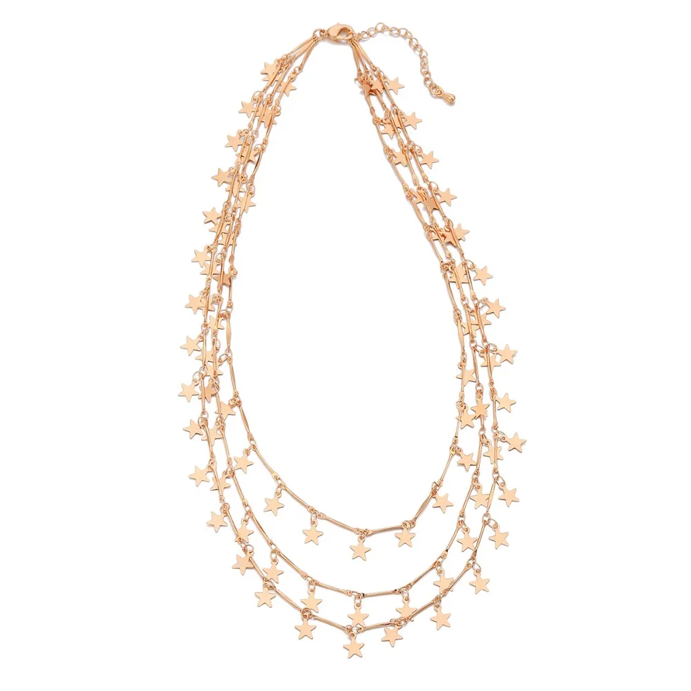 Boho Sequins чокер многослойная подвеска в виде звезды для женщин цепочка эффектное ожерелье ромашка bijoux вечерние ювелирные изделия Новинка