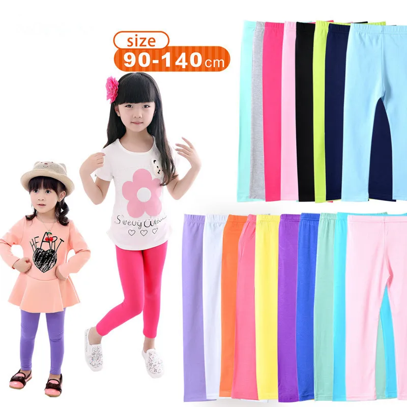 

90-160CM Spring Summer Korean Version Children's Leggings Modal Candy Color Nine Minutes of Girl's Elastic Legging