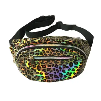 

PU Holographic Waist Bag Women Fashion Fanny Pack Purse Leopard Pattern Hip Belt Chest Pouch 31x15cm
