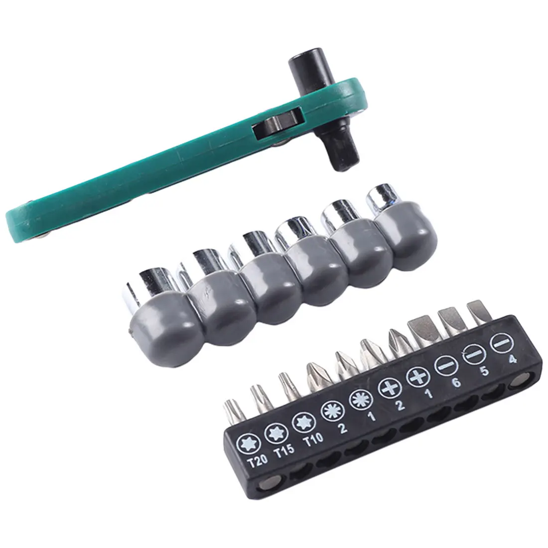 T20, T15, T10 Ratchet Wrench Combination 17pcs With Batch Head Sleeve