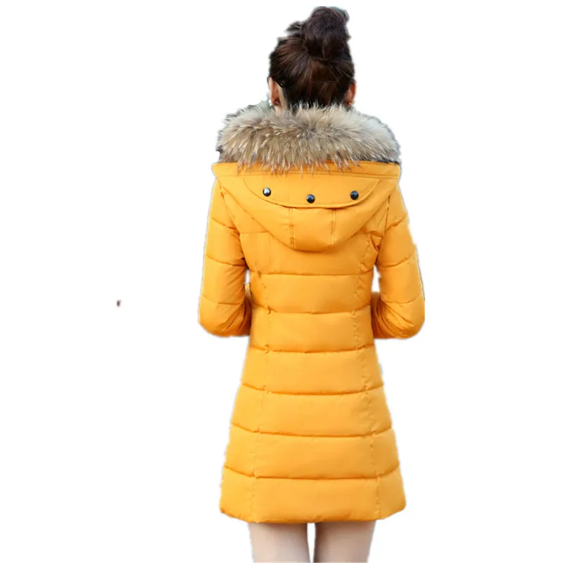 Зимняя куртка женская модная теплая Женская куртка меховой воротник с капюшоном на молнии Верхняя одежда Длинная зимняя женская куртка-пуховик