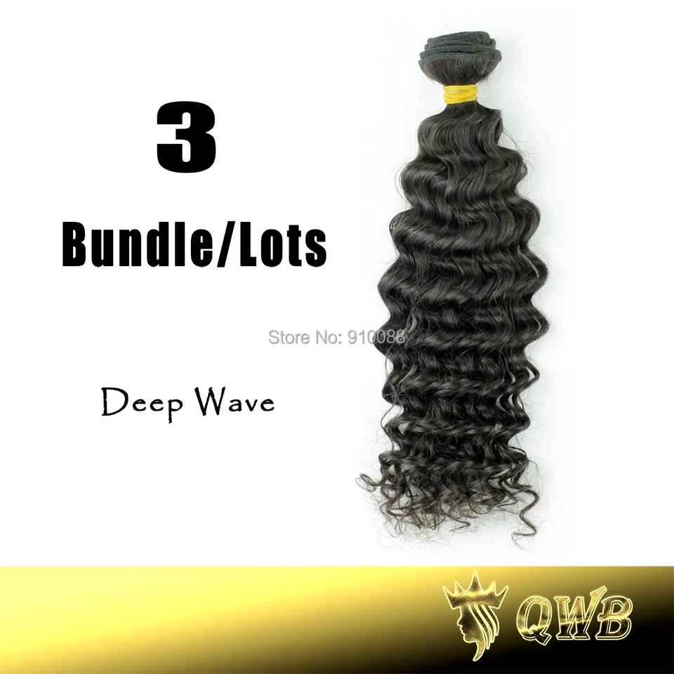 Free Shiping 12''~28'' Deep Wave 3Bundle/Lots Top Grade Cuticle Aligned Brazilian Virgin Hair QWB Weave Beauty