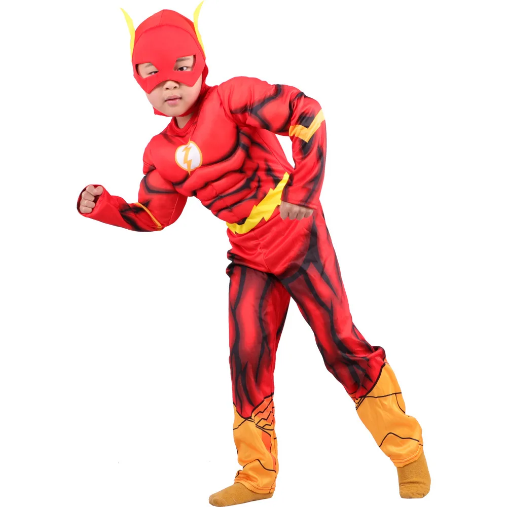 Костюм для мальчиков «флэш»; Детские вечерние Костюмы супергероев «Лига Справедливости»; маскарадный костюм на Хэллоуин