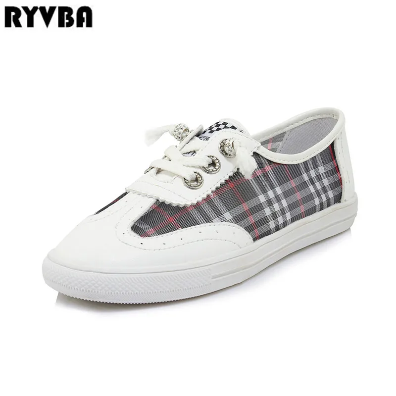 

RYVBA woman casual shoes for women Sneakers spring autumn summer mesh flats ladies flats shoes 2019 black fashion walk round toe
