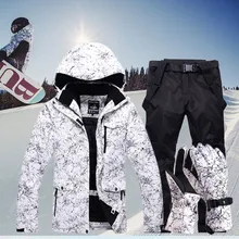 Snowboard Jacket Suit Pants Skiing-Gloves Male Winter Plus-Size Women Windproof Warm