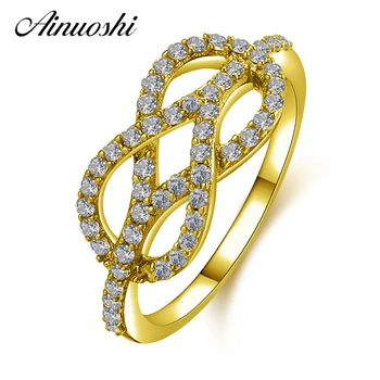 

AINUOSHI 14K Fashion Weave Cluster Ring 14K Solid Yellow Gold Sona Diamond Birthday Wedding Jewelry Valentines Gift for Women