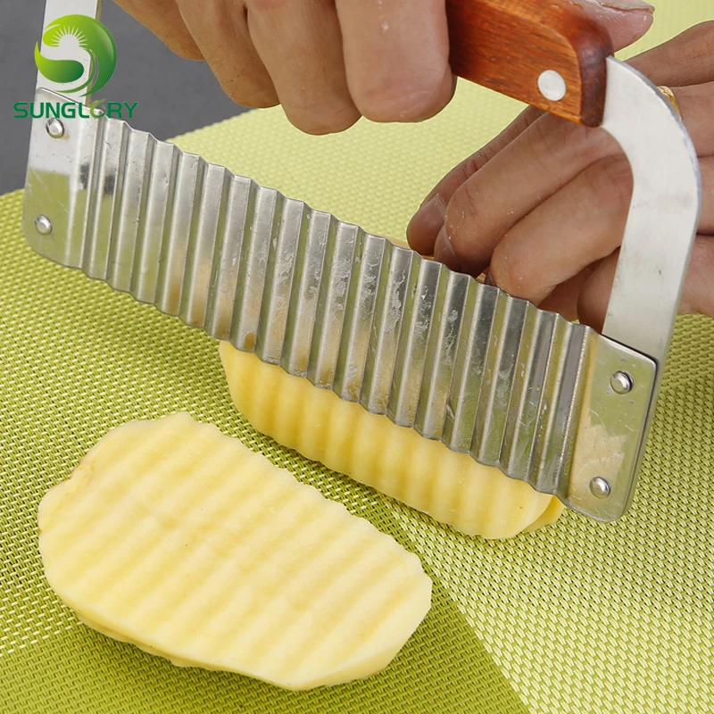 Stainless Steel Potato Slicer Vegetable Fruit Cutter Chips Wavy Edged Knife Cooking Tools Kitchen Gadget |