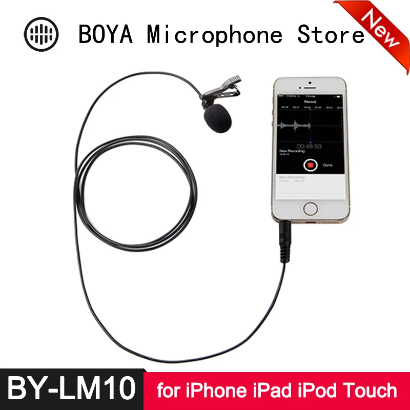 

BOYA BY-LM10 Smartphone Omnidirectional Clip-on Lavalier Microphone for iPhone 6 6s 5 5s 4 4s Plus ios Sumsang S6 S5 S4 Android