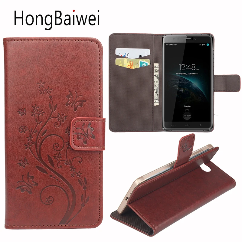 

HongBaiwei For Homtom HT10 Case Leather Flower Pattern Flip Luxury Wallet Phone Bag Case for Homtom HT10