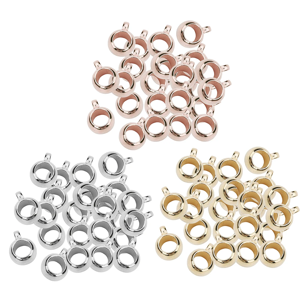 200 Pieces Metal Plated Bail Beads,Spacer Bead,Bead Hanger Fit Charm European Bracelet Necklace
