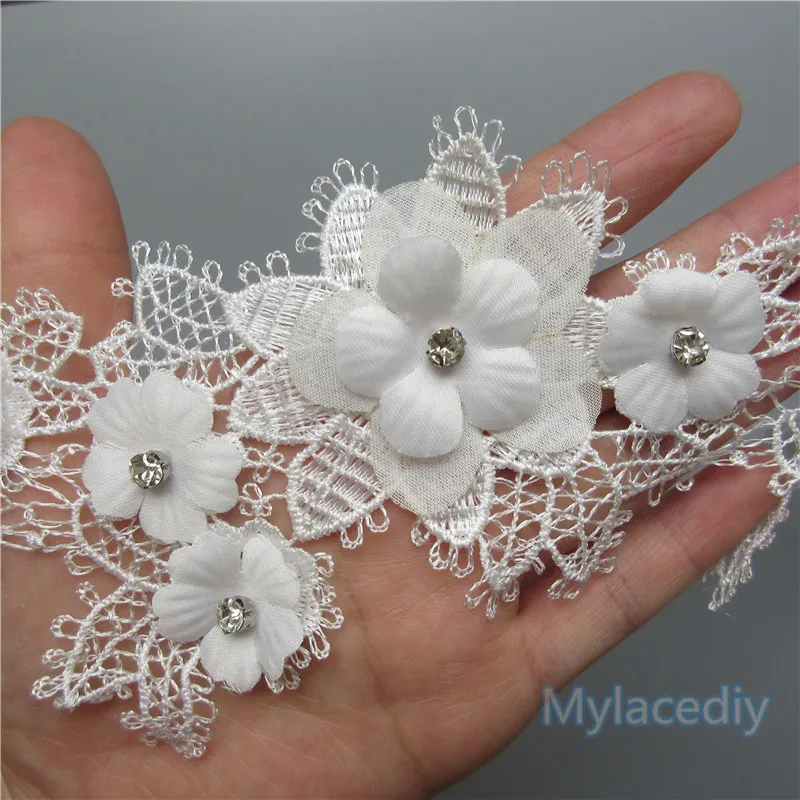 

11 x9cm Vintage Flower Diamond Embroidered Lace Ribbon Applique Fabric Handmade DIY Clothes Sewing Craft Lace Trim Decoration