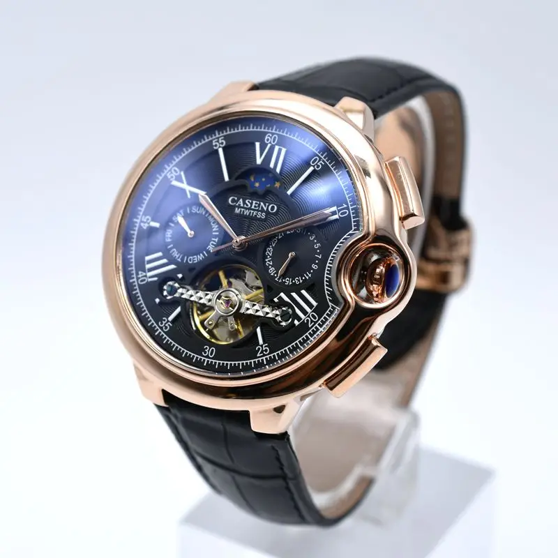 Мужские наручные часы CASENO Tourbillon Роскошные автоматические механические с