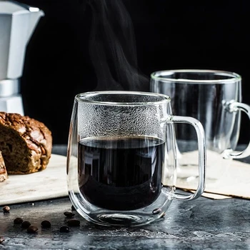 

Double Coffee Mugs With Handle Mugs Drinking Insulation Double Wall Glass Tea Cup Creative Gift Drinkware Milk Mug