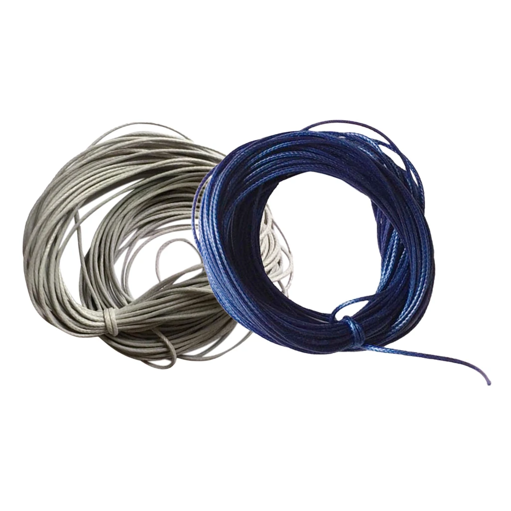 2 Piece 10 Meters Waxed Nylon String Rope for DIY Necklace Bracelet 1mm Grey Blue
