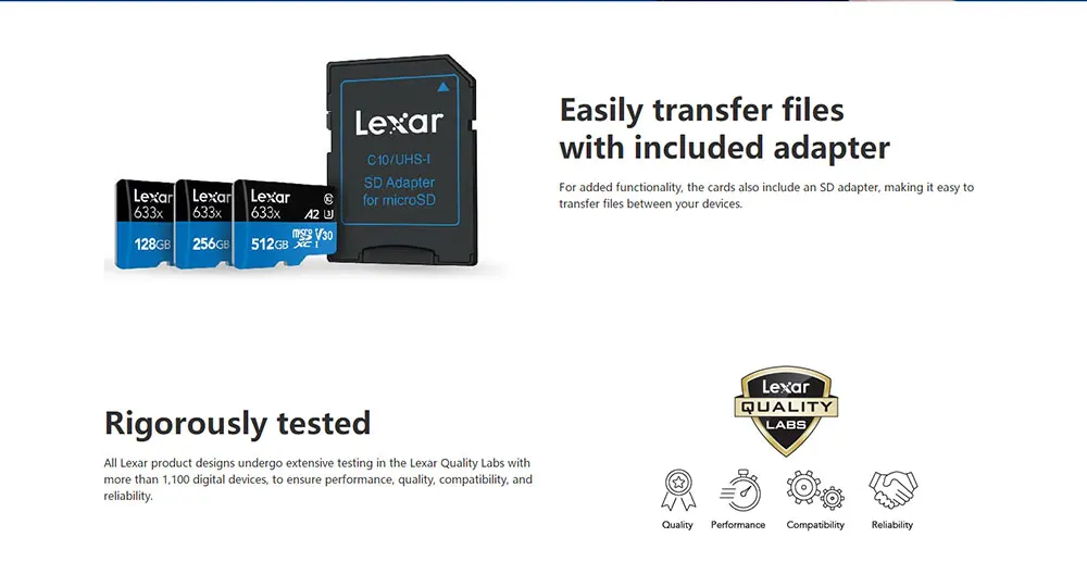 2019 Горячая Продажа Lexar micro sd высокоскоростная карта/качество 633x UHS-I карты памяти 512 ГБ micro sd карта для смартфона/камеры