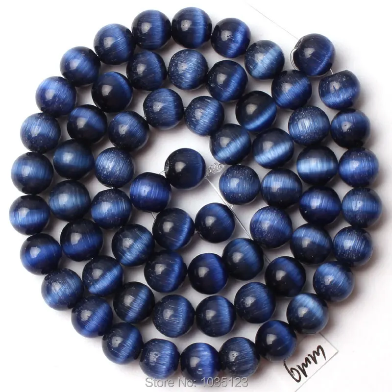 

Free Shipping AAA 6mm Deep Blue Color Cat Eye Stone Round Shape Gem Loose Beads Strand 15" DIY Creative Jewellery Making w2659