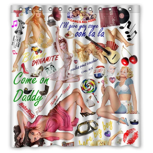 pin up girl collage Personalized Custom Shower Curtain Bath MORE SIZES GOOD GIFT!! | Дом и сад
