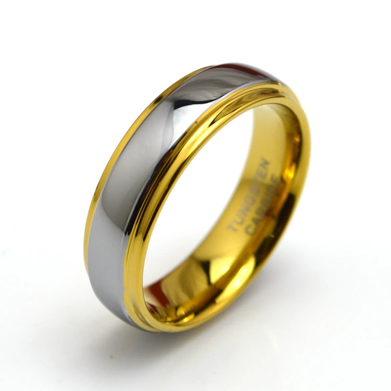 

Customize Mens Silver Gold Color Tungsten Wedding Band Ring