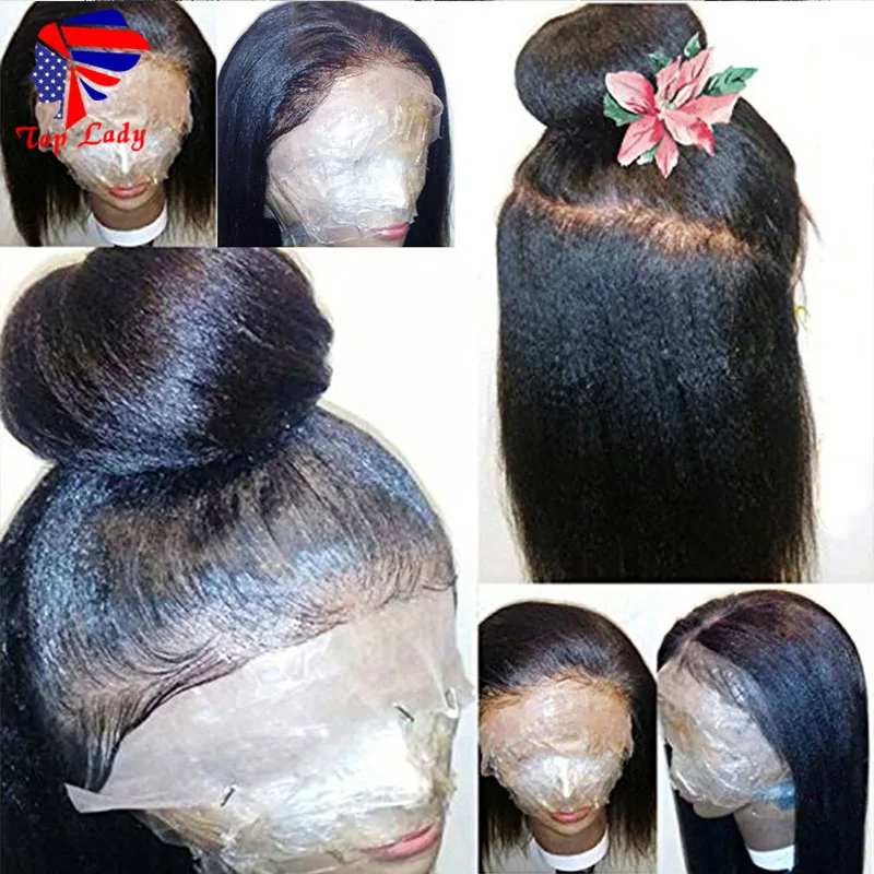 

7A Yaki Straight Silk Base Full Lace Human Hair Wigs For Black Women Peruvian Yaki Lace Front Human Hair Wigs With Baby Hair