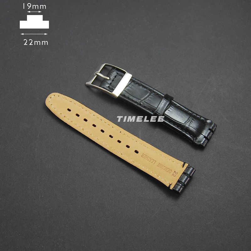

High Quality Black Brown 19 22mm Genuine Leather Watch Strap Band For Swatch Waterproof band