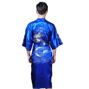 

Chinese Traditional Men's Silk Satin Embroider Dragon Kimono Yukata Kaftan Robe Gown With Belt S M L XL XXL XXXL 011308