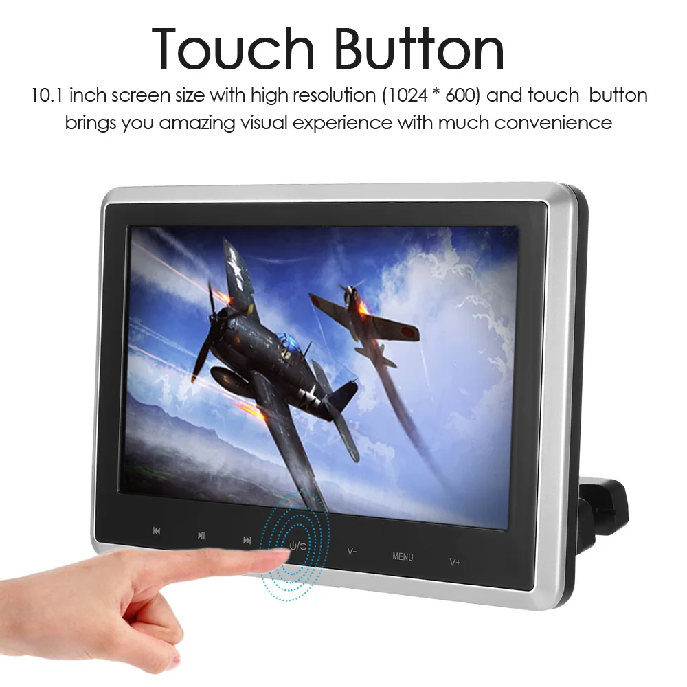 

10.1 Inch TFT Digital LCD Screen Car Headrest DVD Player Touch Button Monitor with HD USB SD Port Remote Control