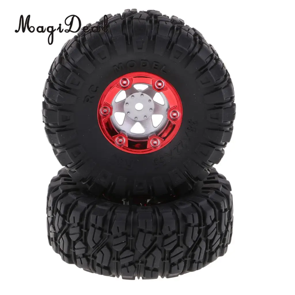 2Pcs Radio Control Car Model 100mm Rubber Tires Tyres 12mm Wheel Hex for 1/12 Wltoys 12428 12423 RC Cars