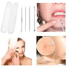 4 шт./1 комплект из нержавеющей лица акне иглы пятно Прыщ Remover Инструмент для извлечения комедона Remover челнока 2M0706