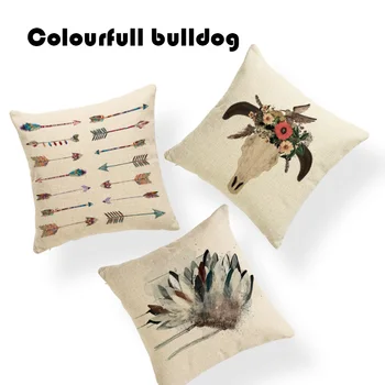 

Warm Boho Cushion Cover Ocean Style Maple Leaves Colorful Arrow Striped Pillowcase Farmhouse Polyester Home Office Throw Pillows