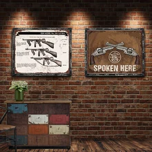 Пистолет металлическая пластина с винтажным рисунком знаки олова с наклейкой на стену пластина живопись Бар Клуб Бар Паб домашний Декор стены 1001(494) 20x30 см