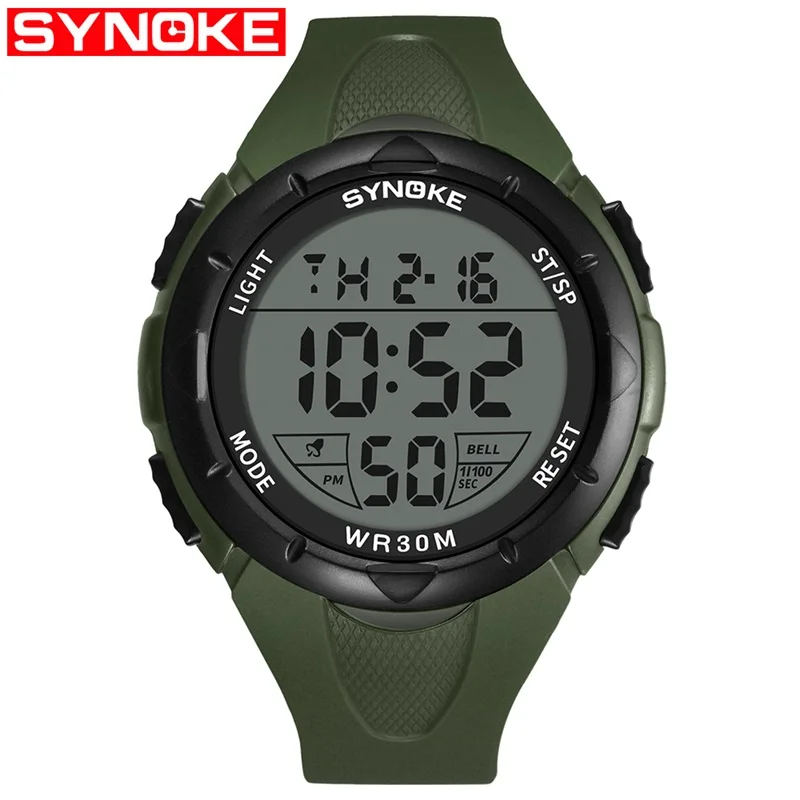 SYNOKE мужские s часы Топ бренд Роскошные наручные часы мужские s военные спортивные часы G фитнес шок Водонепроницаемый светодиодный цифровые часы для мужчин - Цвет: Green