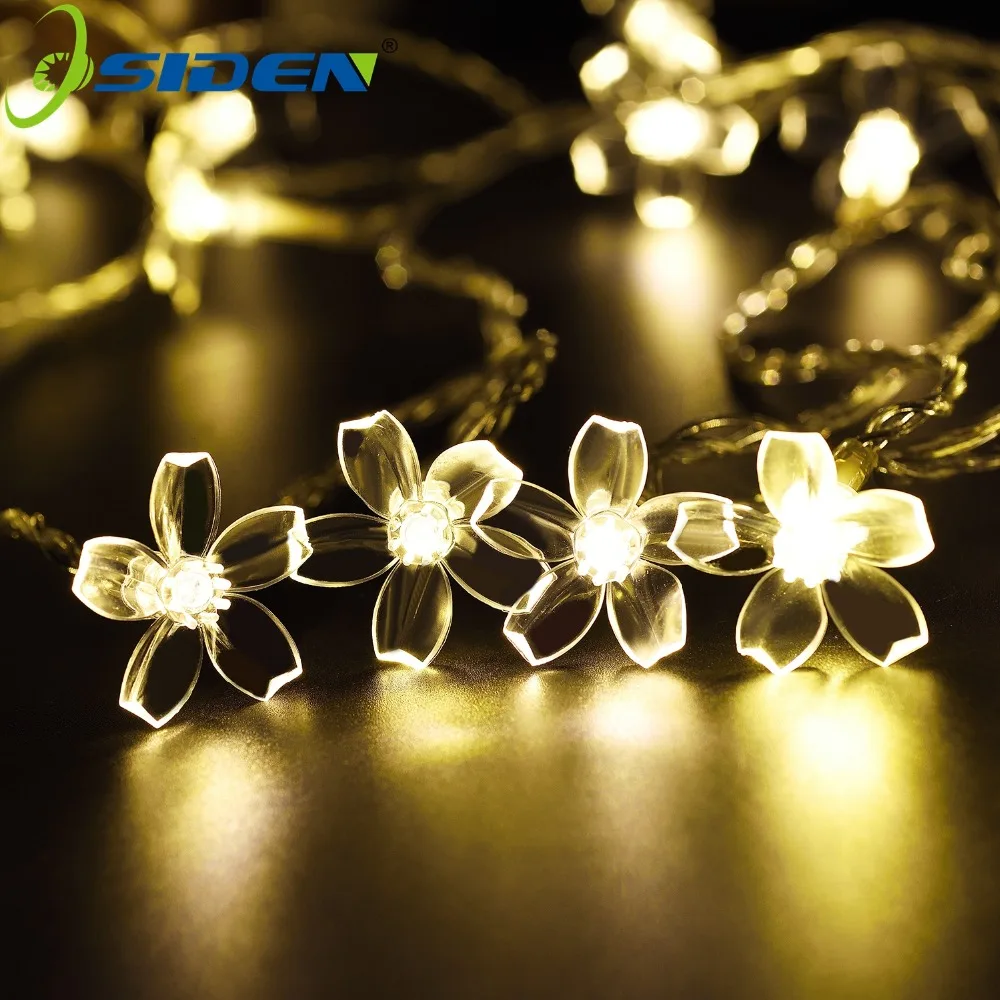 

OSIDEN Blossom Flower LED Christmas Lights AA Battery Operated 2M 5M 10M Holiday Wedding Decoration String Fairy Lights Garland