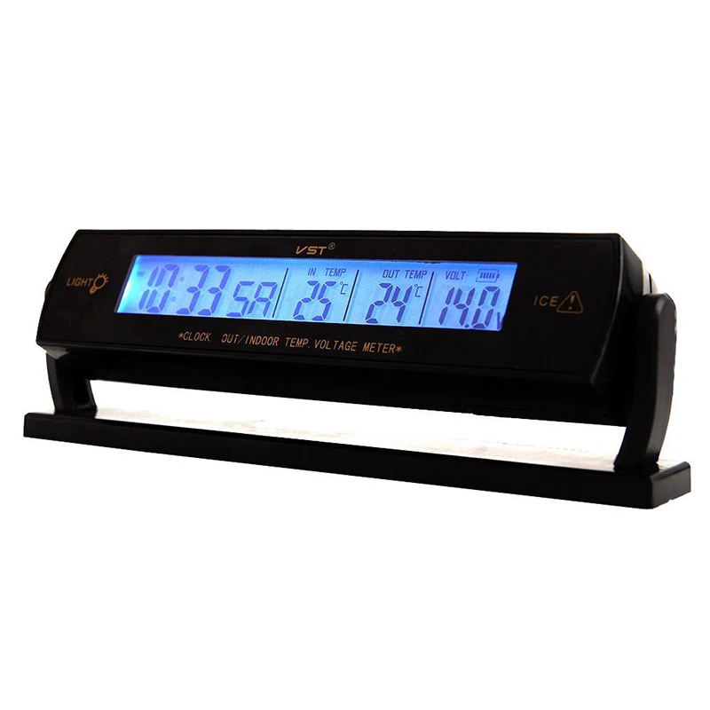 3в1 ЖК-цифровой автомобильный термометр для измерения напряжения, измеритель температуры, монитор, часы, будильник, автомобильные аксессуары