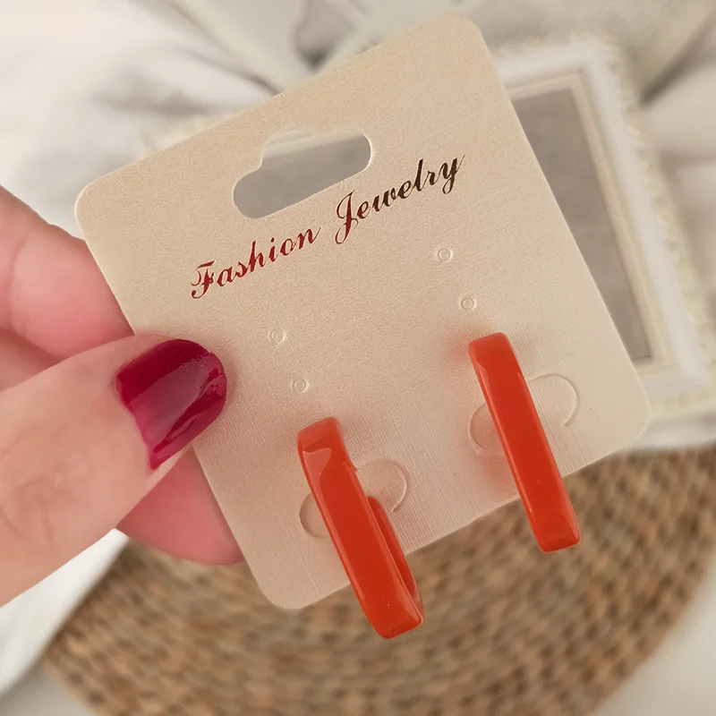 Vintage New Fashion Resin Long Big Drop Earrings for Women Geometric Red Acrylic Earring For Girls Party Gifts Jewelry Brincos (1)