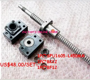 

C7 SFU1605 Ballscrew-L450mm end machined+ BK/BF12 Support CNC parts