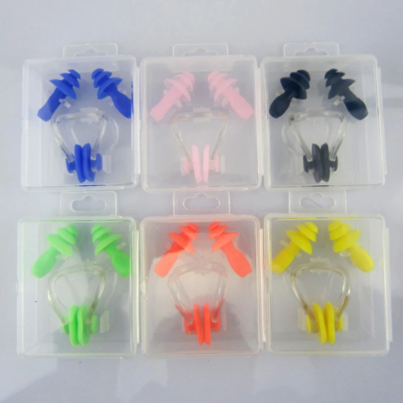 Swimming Supplies Waterproof Earplug Silicone Earplugs+ Nose Clip Watertight Set Water Sports Swimming Pool Accessories Ear Plug