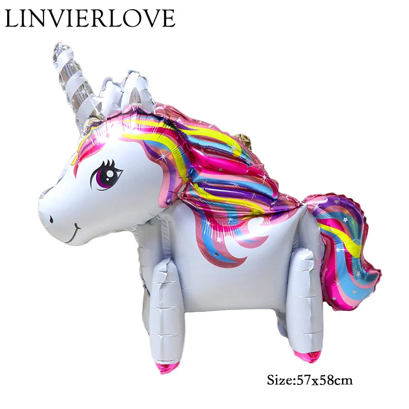 

1Pcs 3D Unicorn Foil Balloons Happy Birthday Inflatable Air Balloons Baby Shower Party Decor Supplies 57*58CM