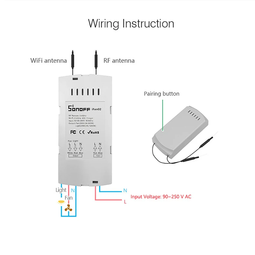 Sonoff IFan02 потолочный вентилятор управления Лер WiFi умный со световым приложением
